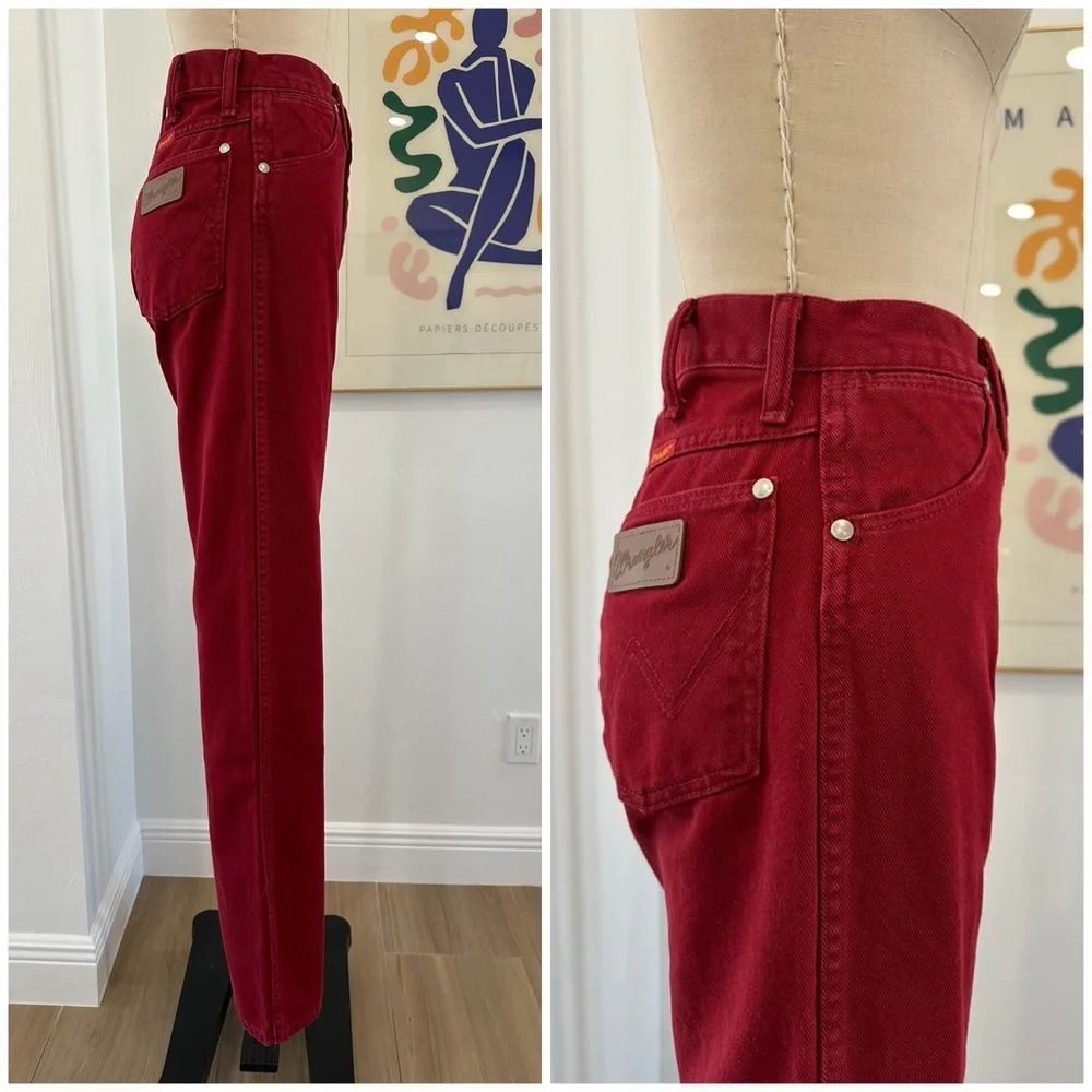 Vintage Wrangler Straight Leg Jeans in Deep Red - Picture 3 of 16